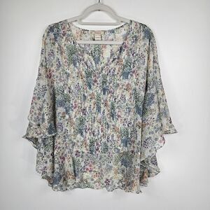 Sundance Women's Size Small Floral Flowy Poncho Blouse